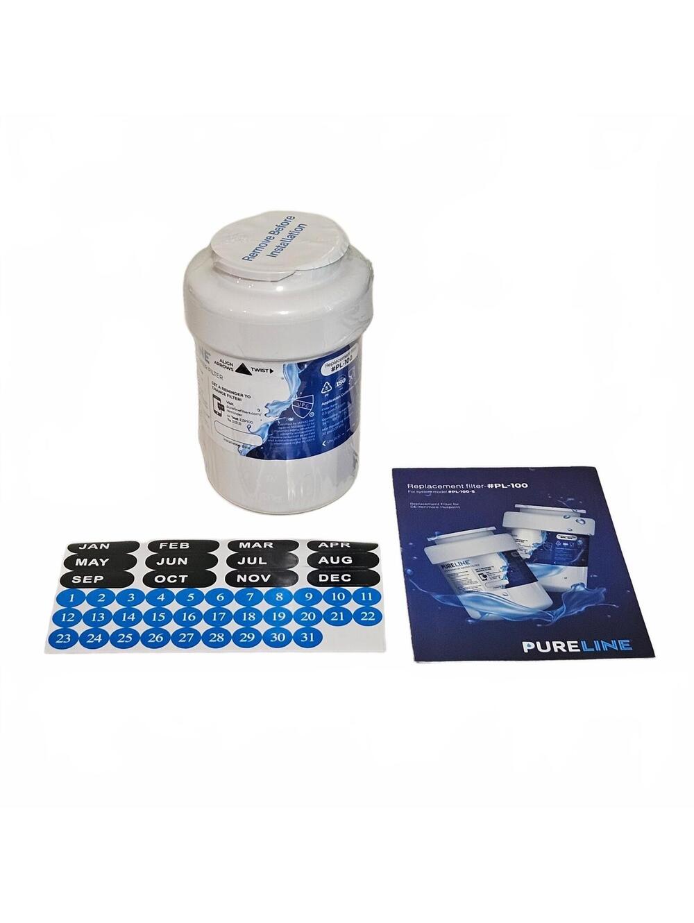 PureLine PL-100 Refrigerator Water Filter White Replacement Cartridge 3.5 x 5.5"